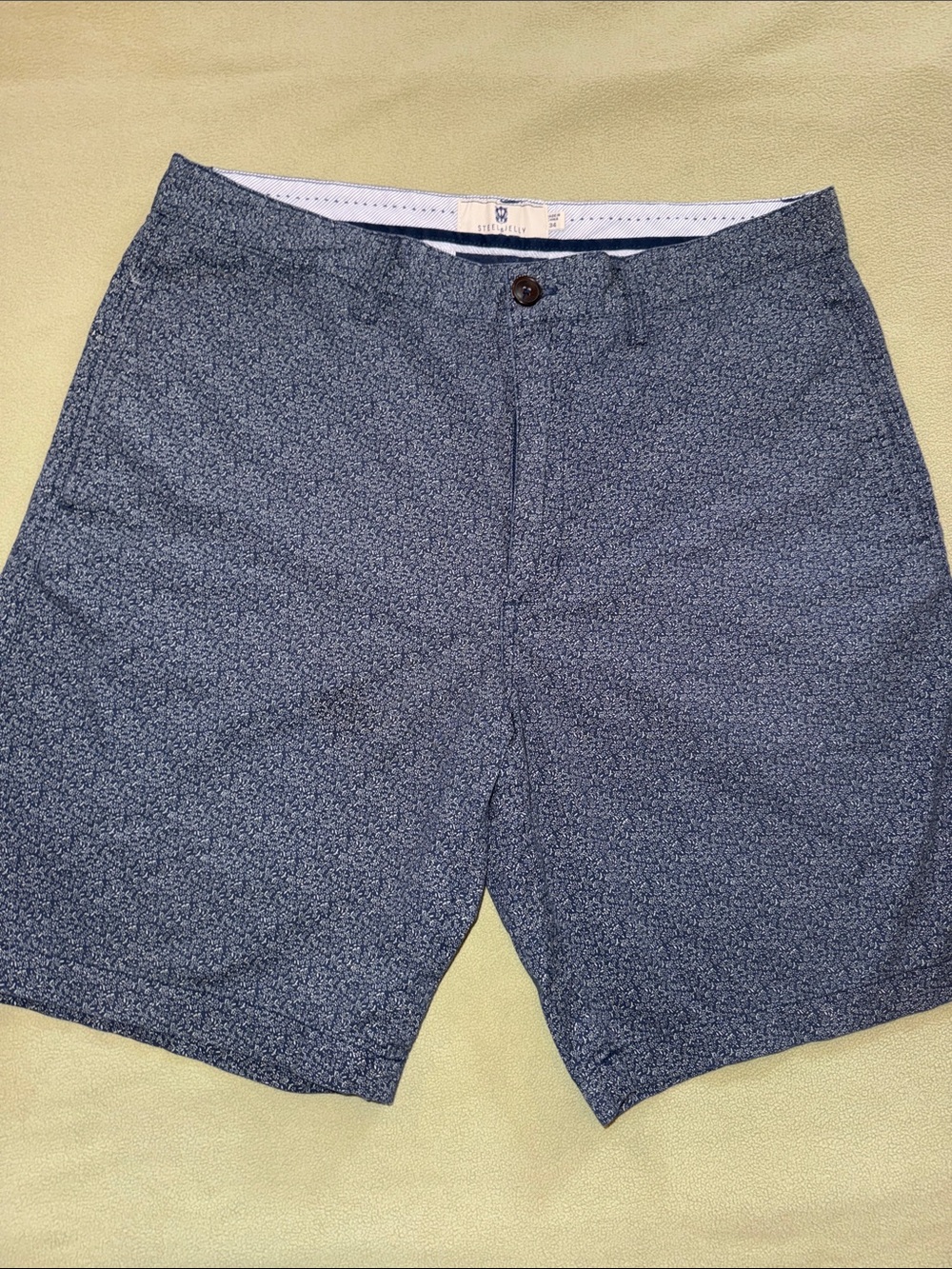 Men's Patterned Navy-Blue Flat Front Shorts